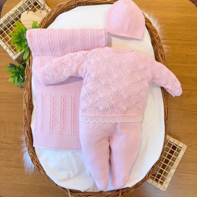 Saída de Maternidade 3 Peças Majestade - Rosa